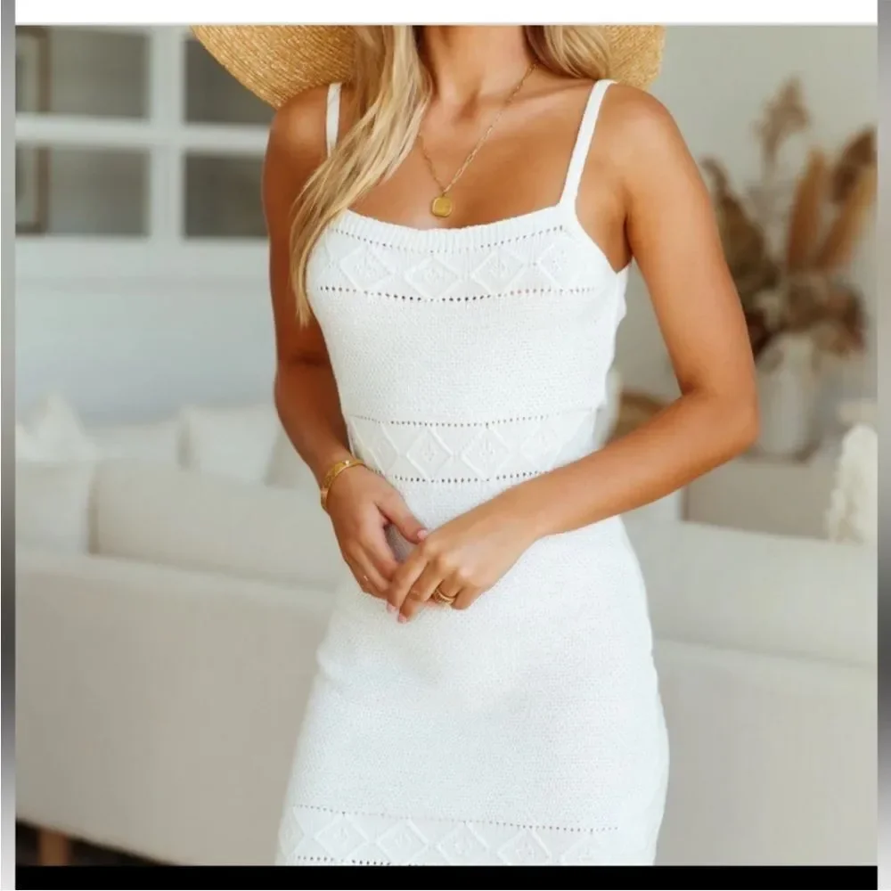 NWT hello molly Venus retrograde white knit dress 6 - Picture 9 of 10